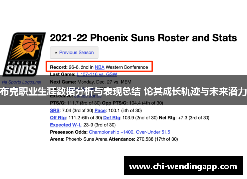 布克职业生涯数据分析与表现总结 论其成长轨迹与未来潜力