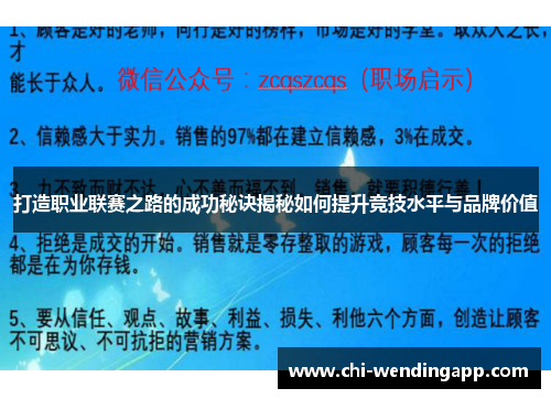 打造职业联赛之路的成功秘诀揭秘如何提升竞技水平与品牌价值 打造职业联赛之路的成功秘诀揭秘如何提升竞技水平与品牌价值